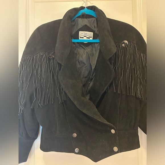 Black Vintage Suede Fringe Yearbook Jacket size Medium!! - Picture 4 of 11